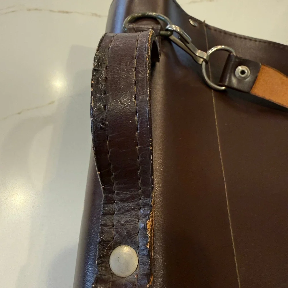 Vintage Military Czech Army Brown Map Case Officer Messenger Shoulder Bag Key